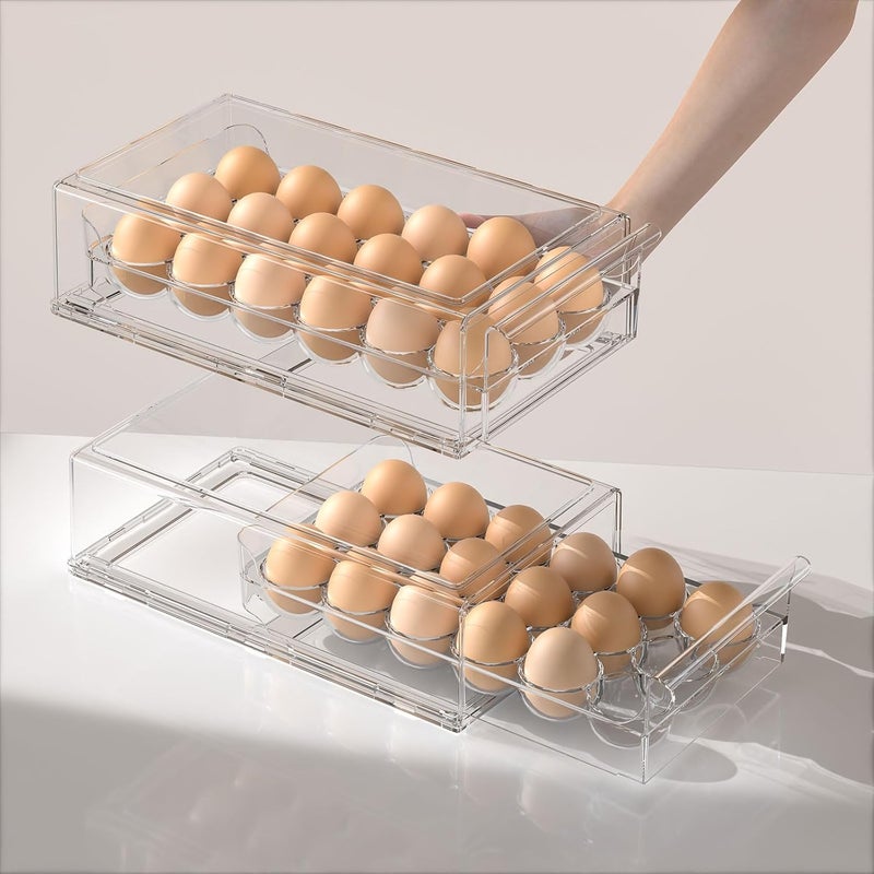 APLOP Egg Storage for Refrigerator, Stackable 18 Egg Holder for Fridge, BPA Free Refrigerator Organizer Bins, Transparent Egg Dispenser - Image 5